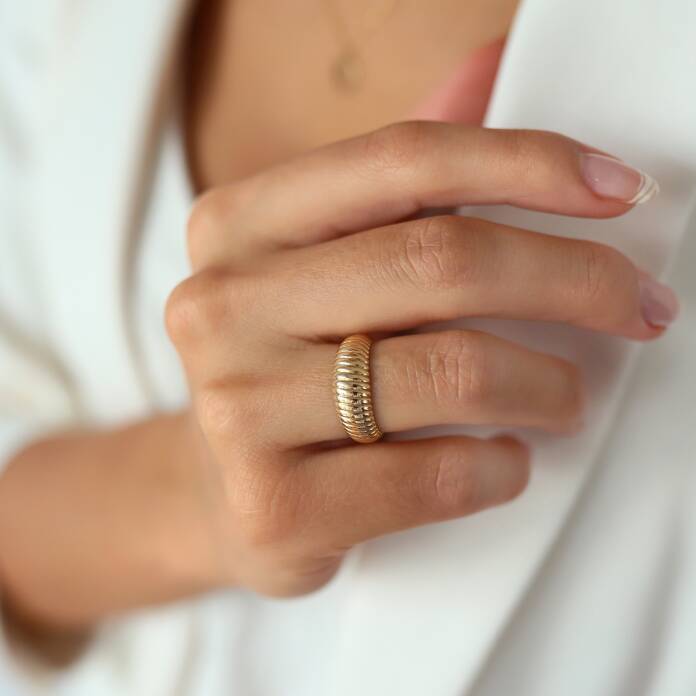 Sık Çizgi Bombe Yüzük - 1