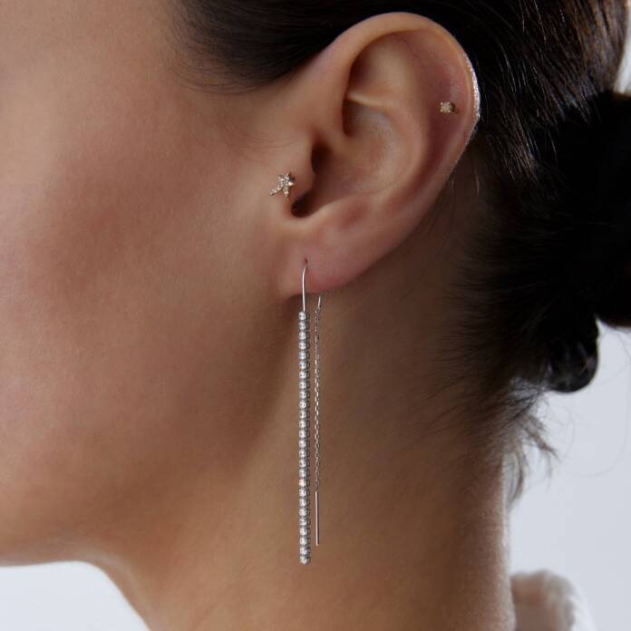 Simin Su Yolu Zincir Sallantılı Küpe - 1