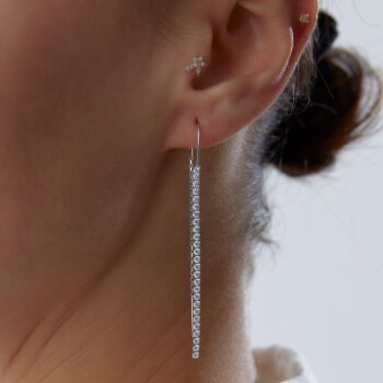 Simin Su Yolu Zincir Sallantılı Küpe - Koçak (1)