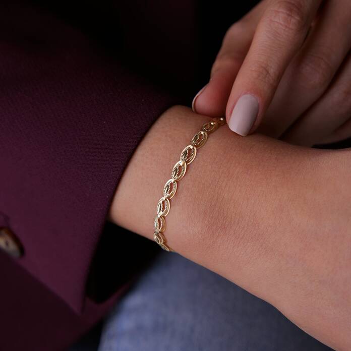 Sıra İçi Boş Oval Bileklik - 1