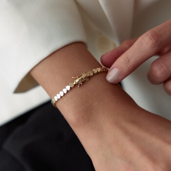 Sıra Mini Kalp Kutu Kilit Bileklik - Alen (1)