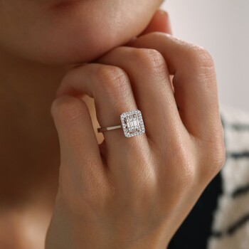 Sıra Taşlı Çerçeve Baget Yüzük - Oragold Orhan (1)