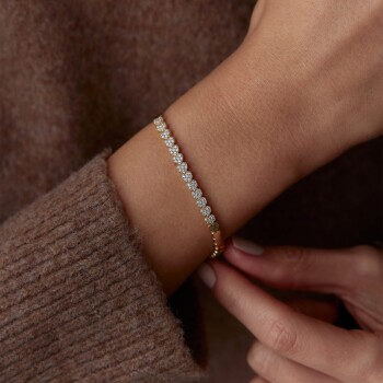 Sıra Taşlı Mini Kutu Kilit Kalp Bileklik - Alen