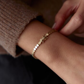 Sıra Taşlı Mini Kutu Kilit Kalp Bileklik - Alen (1)