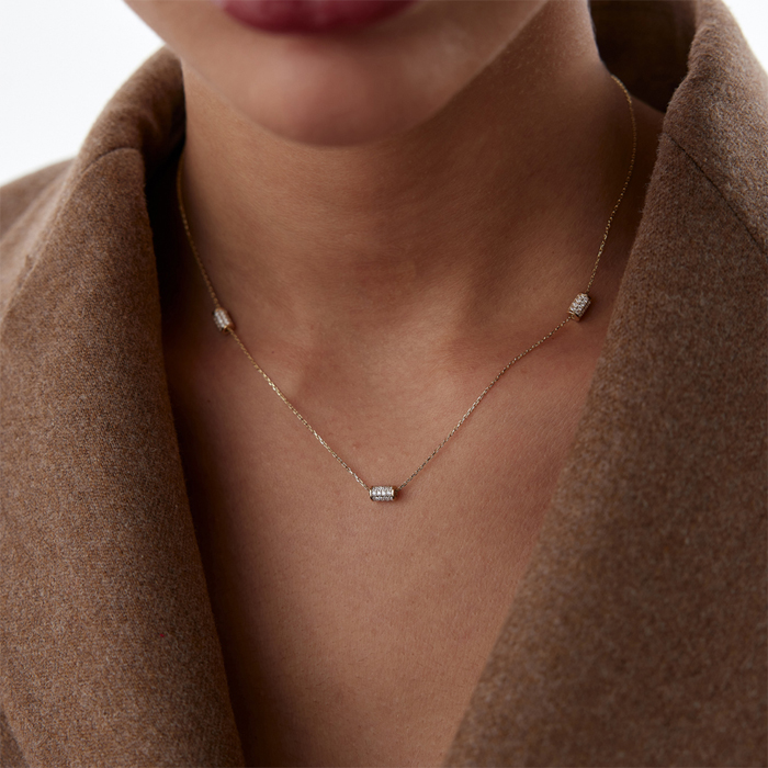 Sıra Taşlı Silindir Kolye - Rayna