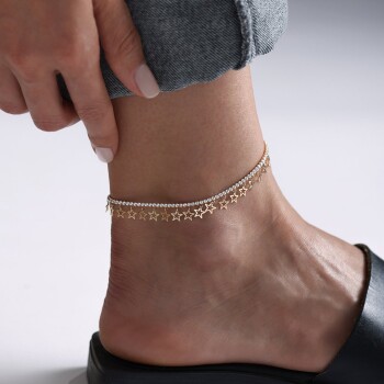 Sıra Taşlı Yıldızlı Halhal - Rayna (1)