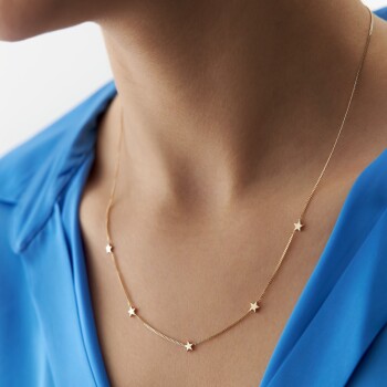 Sıralı Beş Yıldız Kolye - Rayna