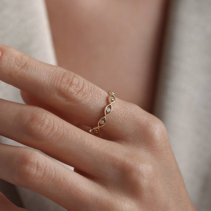 Sıralı Beyaz Göz Yüzük - 1