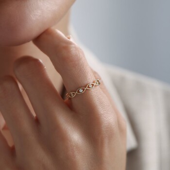 Sıralı Beyaz Göz Yüzük - Rayna (1)