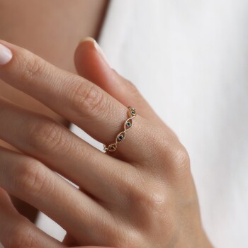 Sıralı Mavi Göz Yüzük - Rayna