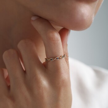 Sıralı Mavi Göz Yüzük - 2