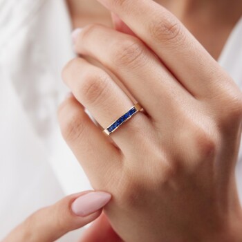 Sıralı Mavi Taşlı Yüzük - Rayna