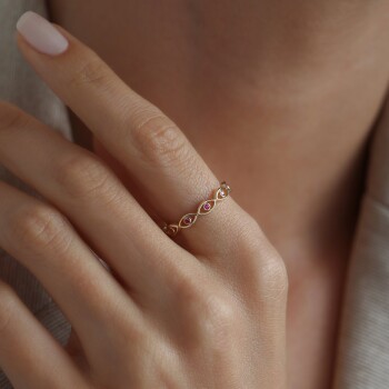 Sıralı Pembe Göz Yüzük - Rayna (1)