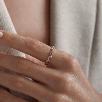 Sıralı Yeşil Göz Yüzük - Rayna (1)