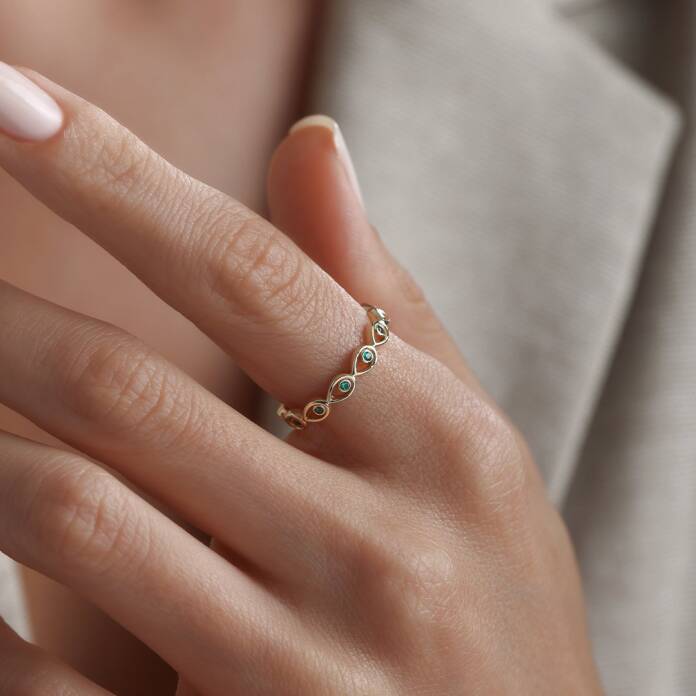 Sıralı Yeşil Göz Yüzük - 1