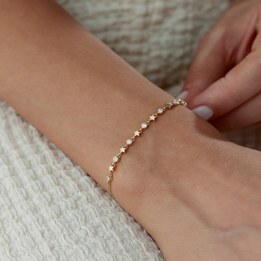 Sıralı Yıldız Tektaş Bileklik - 1