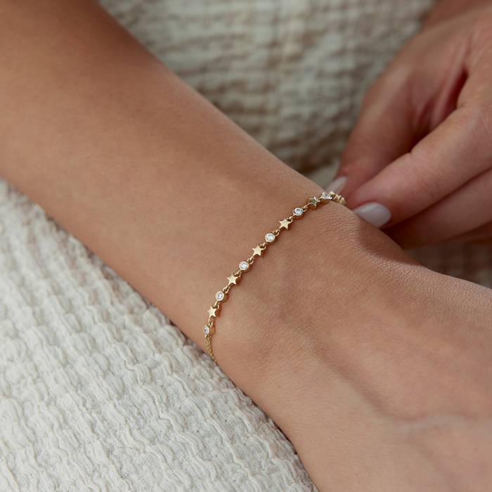 Sıralı Yıldız Tektaş Bileklik - Özçelik