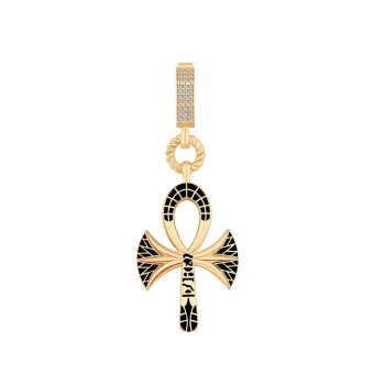 Siyah Mineli Ankh Charm - Ema