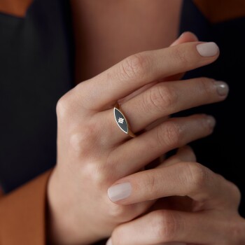 Siyah Mineli Güneş Yüzük - Cemart