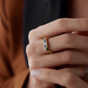 Siyah Mineli Güneş Yüzük - Cemart (1)