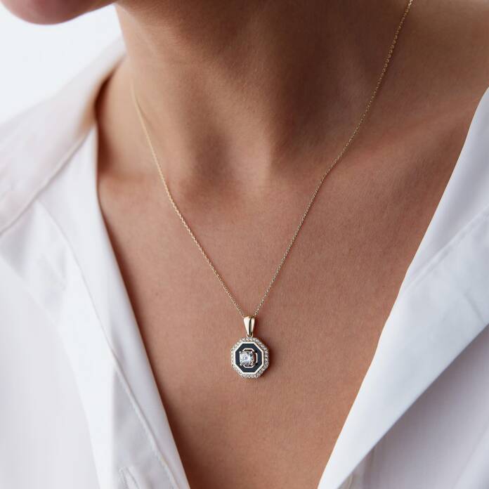 Siyah Mineli Hexa Kolye - 2