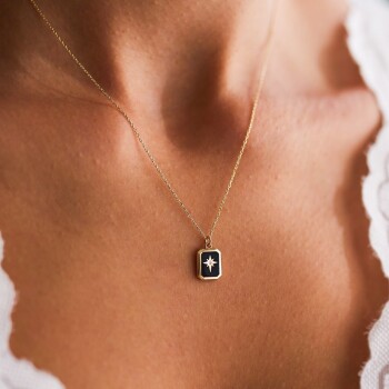 Siyah Mineli Kutup Yıldızı Kolye - Rayna