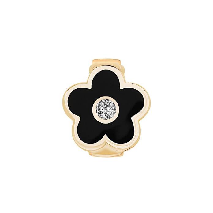 Siyah Mineli Taşlı Çiçek Charm - 1