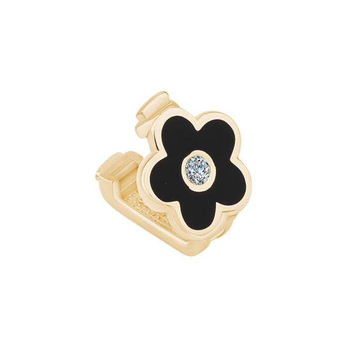 Siyah Mineli Taşlı Çiçek Charm - 2