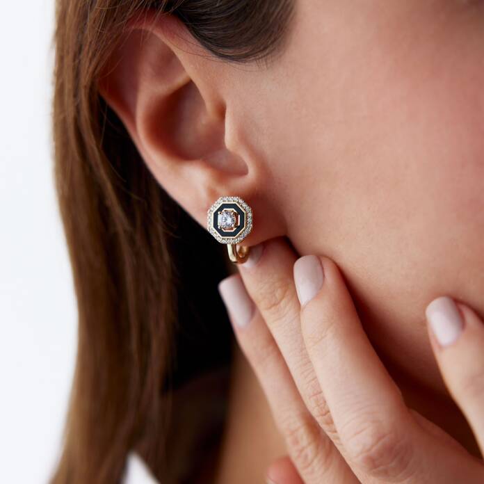 Siyah Mineli Taşlı J Küpe - 1