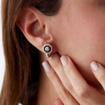 Siyah Mineli Taşlı J Küpe - Murat Özcan (1)