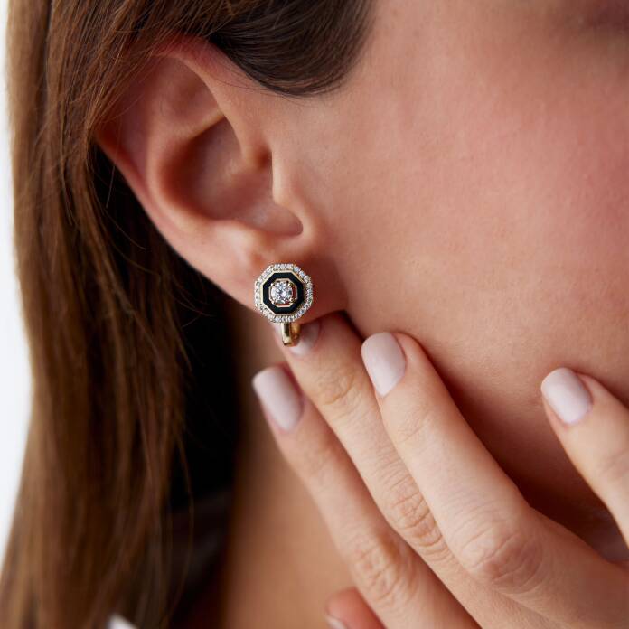 Siyah Mineli Taşlı J Küpe - 2