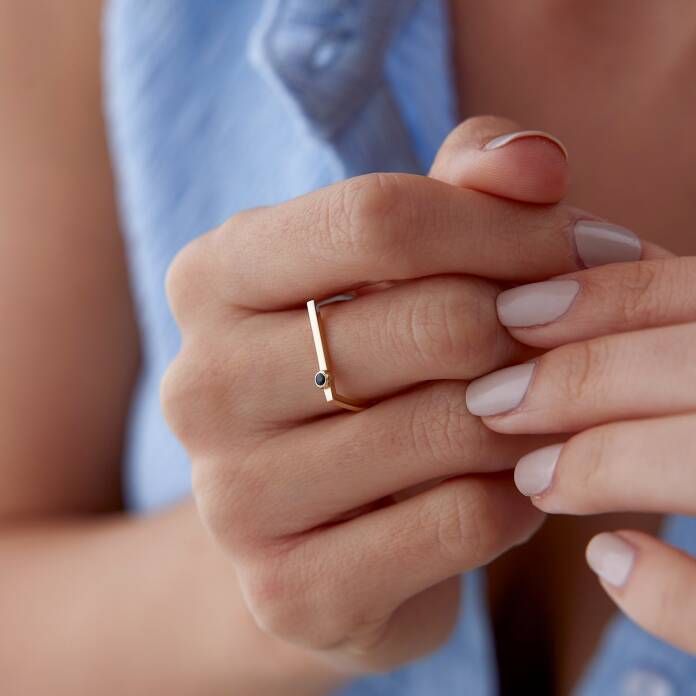 Siyah Taşlı Çizgi Yüzük - 2