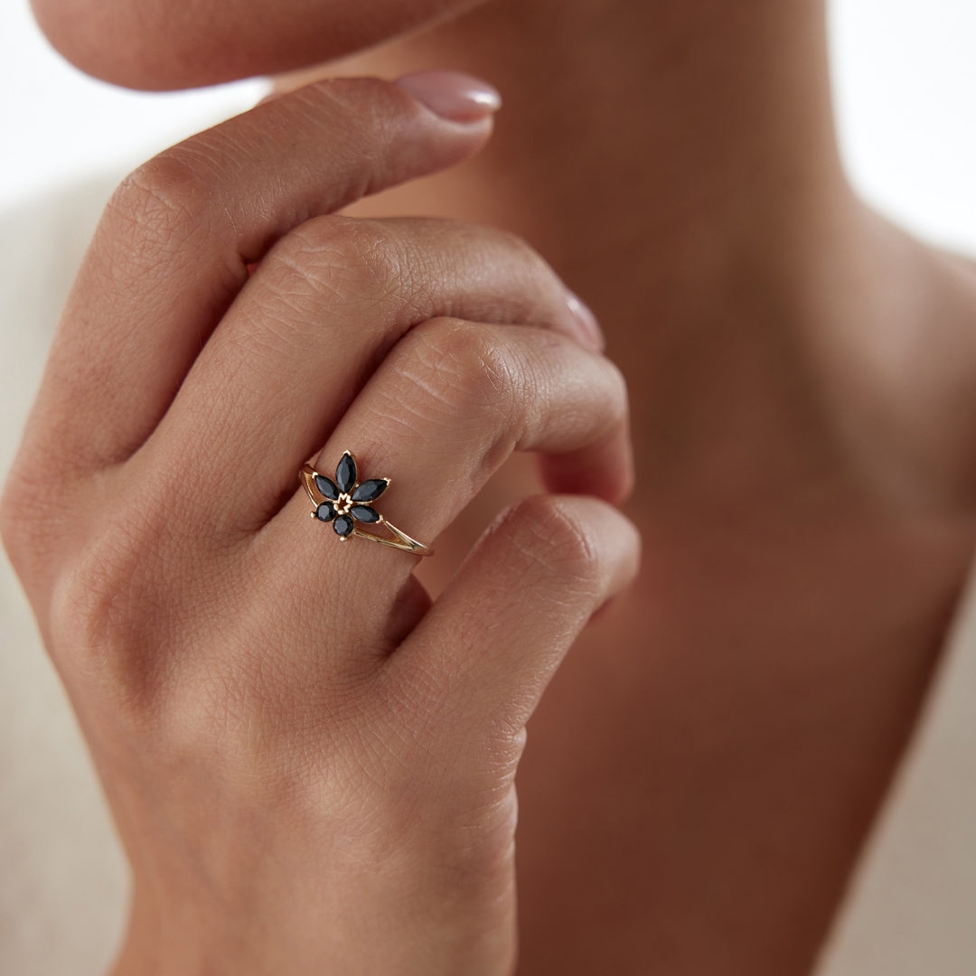 Siyah Taşlı Gün Batımı Yüzük - 2