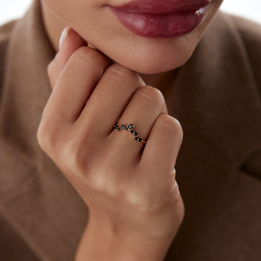 Siyah Taşlı Nova Yüzük - 1