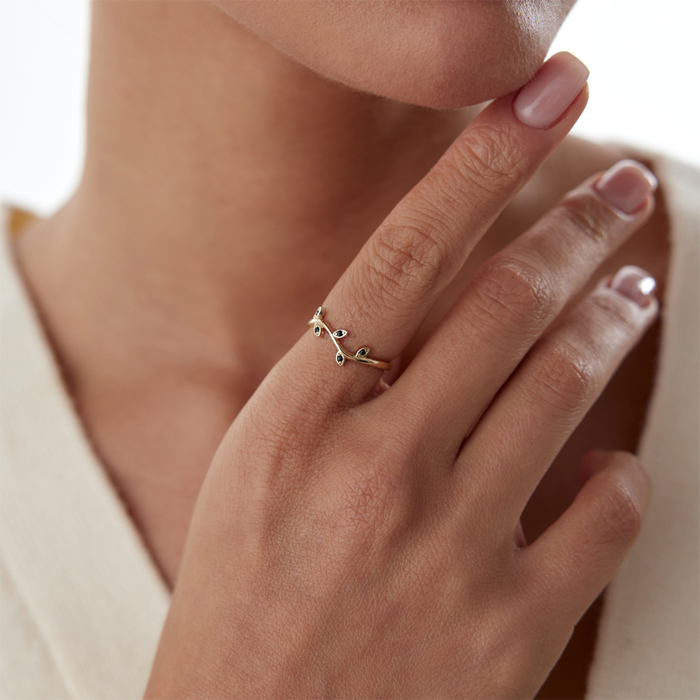 Siyah Taşlı Sarmaşık Yüzük - Gökhan Bera (1)