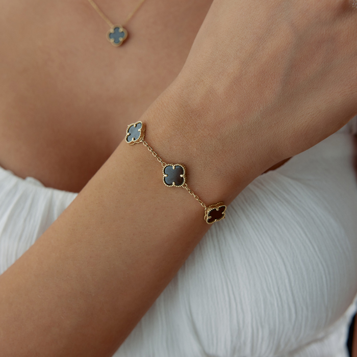 Beşli Siyah Yonca Cleef Bileklik - Milades (1)