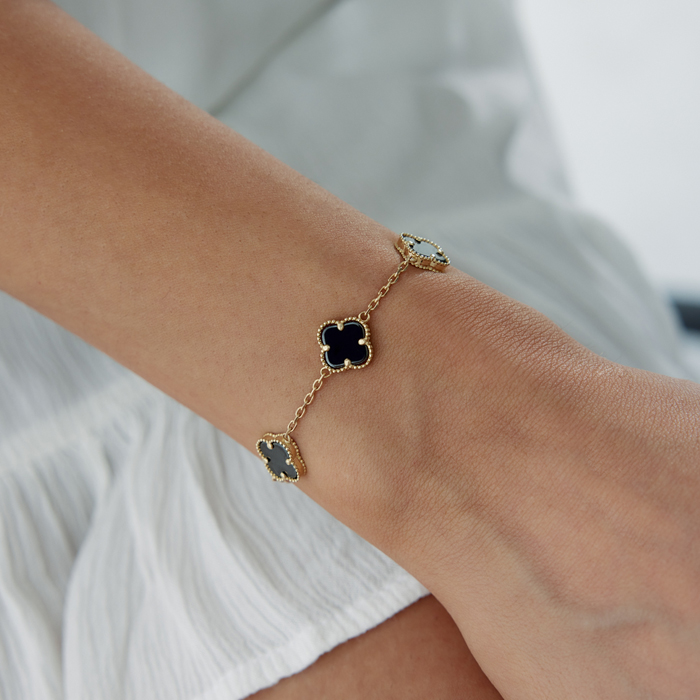 Beşli Siyah Yonca Cleef Bileklik - Milades