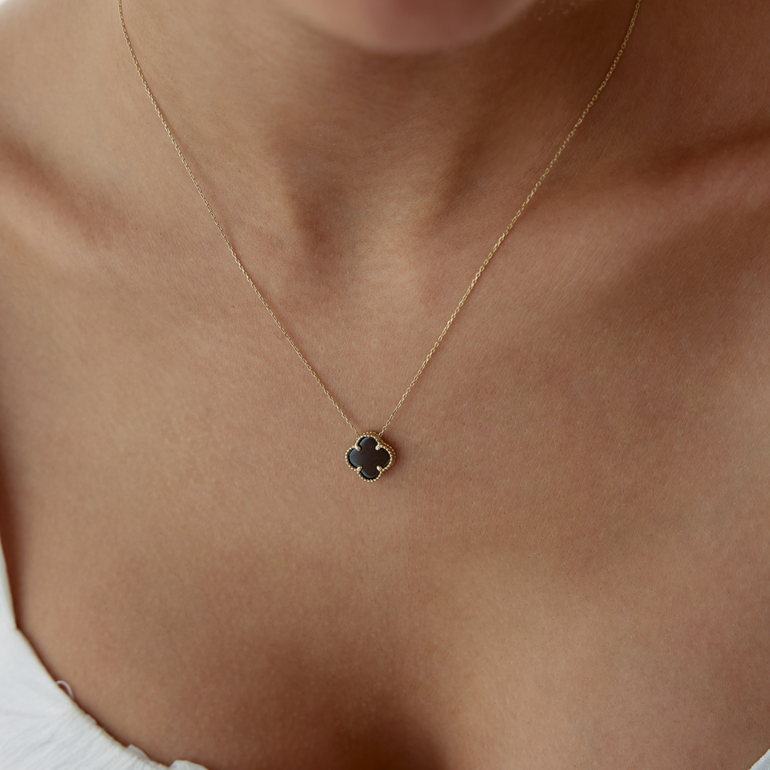 Siyah Yonca Cleef Kolye - 3