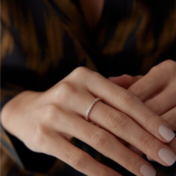 Slim Taşlı Petek Yüzük - Nüans