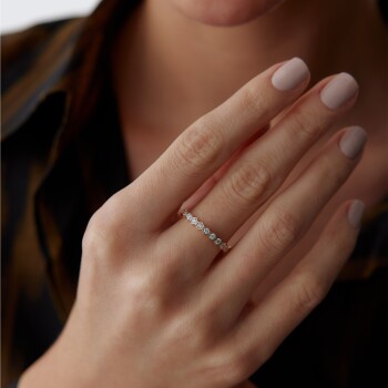 Slim Taşlı Petek Yüzük - Nüans (1)