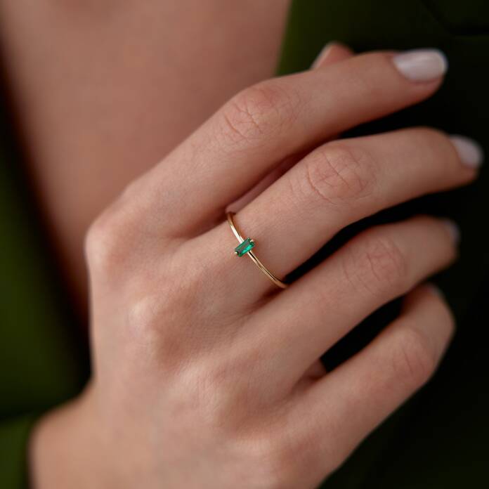 Slim Yeşil Taşlı Yüzük - 1