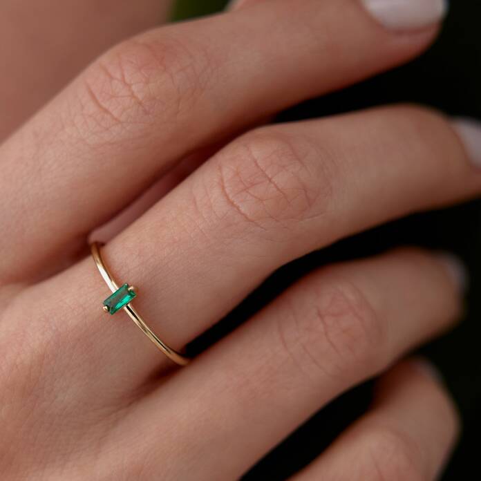 Slim Yeşil Taşlı Yüzük - 2