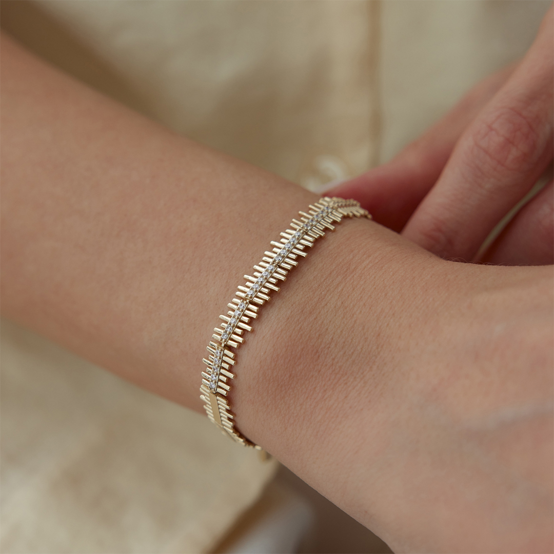 Slim Zig Zag Taşlı Line Bileklik - 3