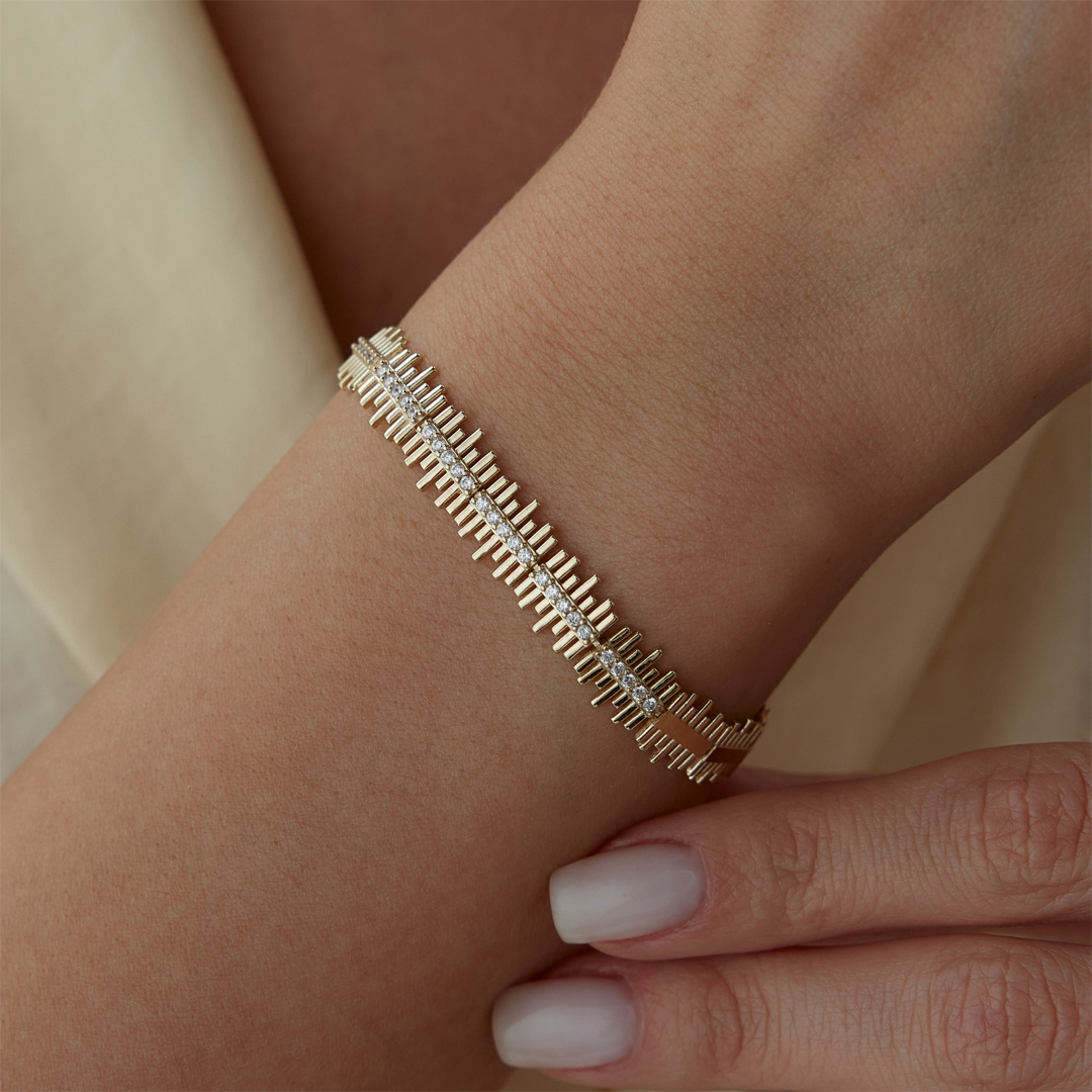 Slim Zig Zag Taşlı Line Bileklik - 2
