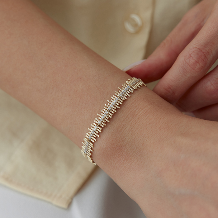 Slim Zig Zag Taşlı Line Bileklik - Alen