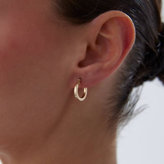 Small 2mm Kenarlı Boru Halka Küpe - 1