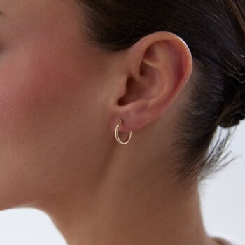 Small 2mm Oval Boru Halka Küpe - Tuana