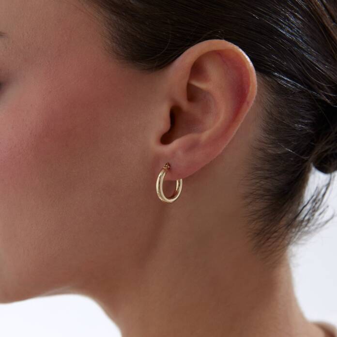 Small 3mm Oval Boru Halka Küpe - 1