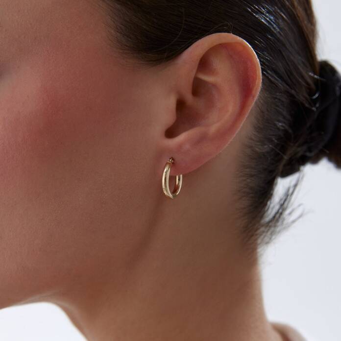 Small 3mm Oval Boru Halka Küpe - 2