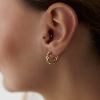 Small Ball İşlemeli Küpe - 1